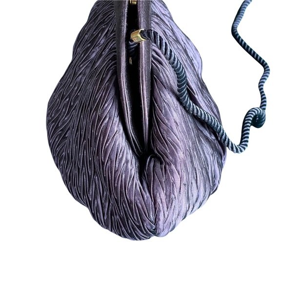 Vintage Vanessa purple silk mini clutch shoulder bag purse w/ braided strap - Picture 8 of 11